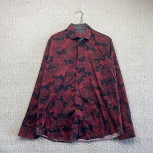Au Noir Dress Shirt Red Camo Military Men 3 Long Sleeve Button Down Flip Cuff